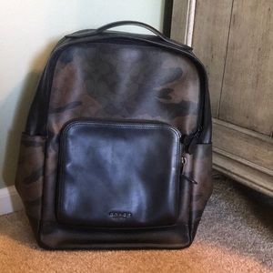 Coach leather camo backpack